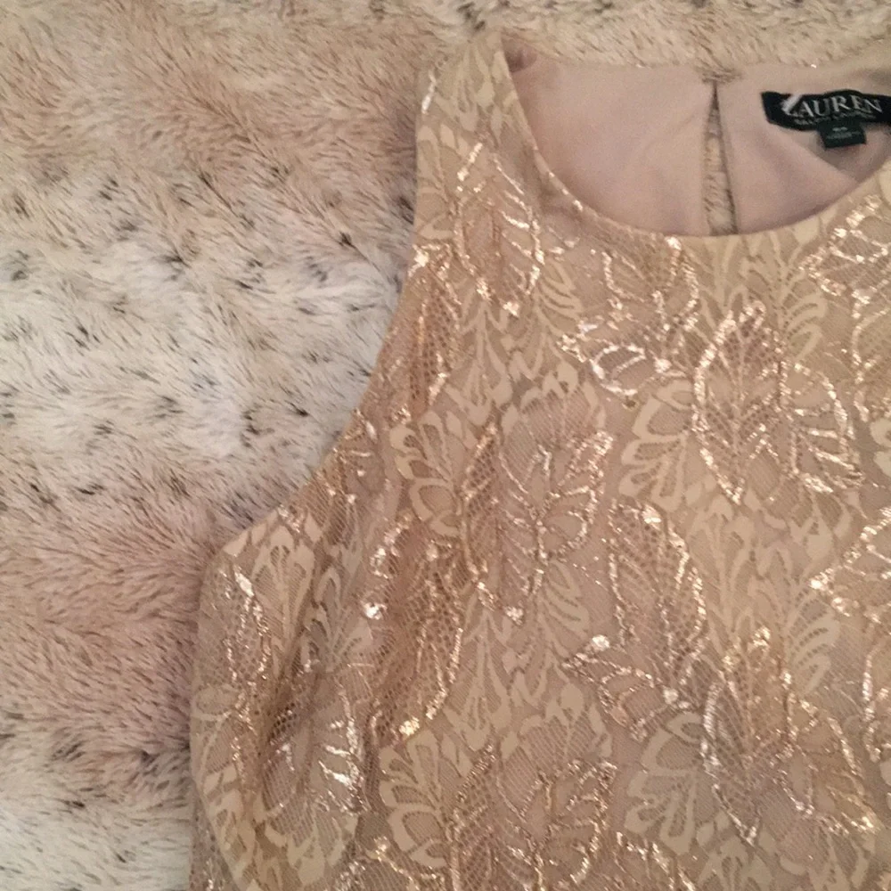 Ralph Lauren Tan and Gold A-Line Mini Dress - Picture 8 of 12